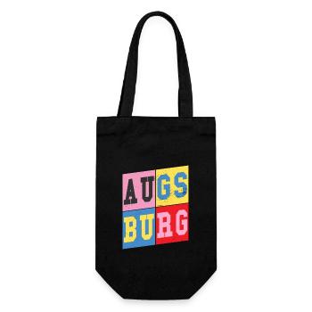 Augsburg Deutschland Stadt Schrift Retro Heimat - Geschenkbeutel für Flaschen - Schwarz - Vorne