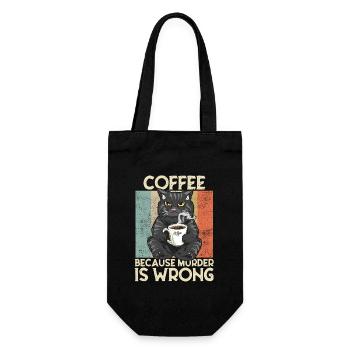 Café parce que Murder est faux Coffee Cat rétro - Sac à bouteille - noir - Devant
