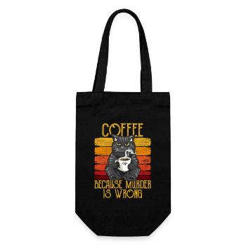 Café parce que Murder est faux Coffee Cat rétro - Sac à bouteille - noir - Devant