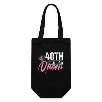 40. Geburtstag Königin Frau Krone Rosa Geschenk - Geschenkbeutel für Flaschen - Schwarz - Vorne