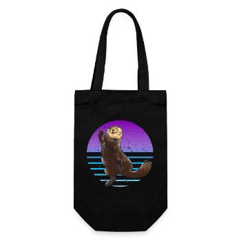 Otter Retro - Geschenkbeutel für Flaschen - Schwarz - Vorne