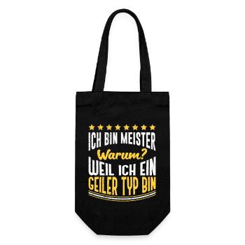 Ich bin geiler Meister Meisterschule - Geschenkbeutel für Flaschen - Schwarz - Vorne
