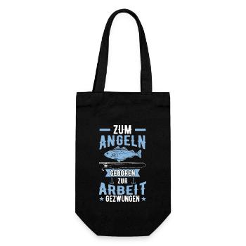 Zum Angeln Geboren zur Arbeit gezwungen - Geschenkbeutel für Flaschen - Schwarz - Vorne