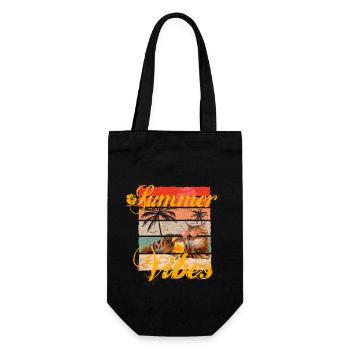 Summer Vibes coole Bengal Katze am Strand - Geschenkbeutel für Flaschen - Schwarz - Vorne