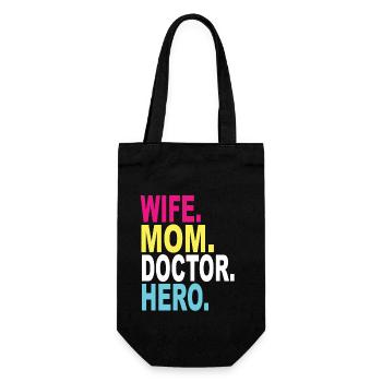 Wife Mom Doctor Hero - Geschenkbeutel für Flaschen - Schwarz - Vorne