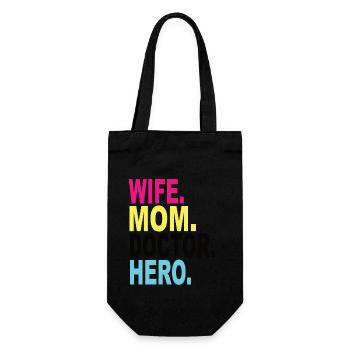 Wife Mom Doctor Hero - Geschenkbeutel für Flaschen - Schwarz - Vorne