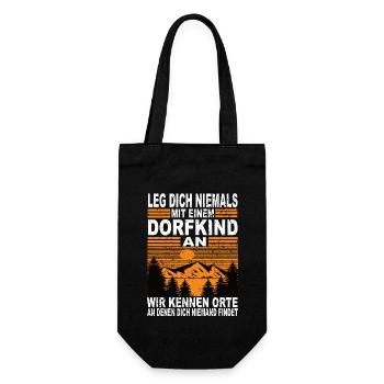 Leg Dich Niemals Mit einem Dorfkind An - Geschenkbeutel für Flaschen - Schwarz - Vorne