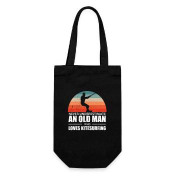 Unterschätze Niemals einen Alten Mann Kitesurfen - Geschenkbeutel für Flaschen - Schwarz - Vorne