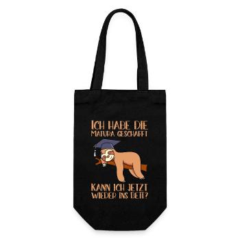 Matura geschafft kann ich jetzt ins Bett Matura - Geschenkbeutel für Flaschen - Schwarz - Vorne