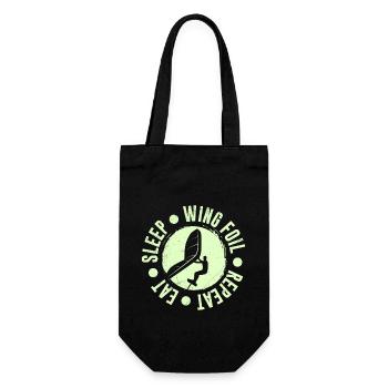 Wing Foil Saying Eat Sleep Wing Foil Repeat - Gift Bag for Bottles - black - Front