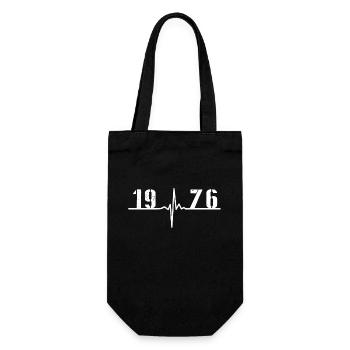 Heartbeat Minimal Birthday Vintage 1976 Line - Gift Bag for Bottles - black - Front