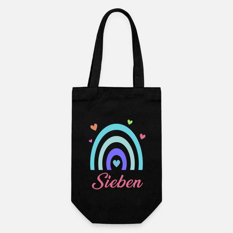 7. Geburtstag Regenbogen - Geschenkbeutel für Flaschen - Schwarz