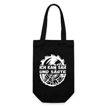 Ich kam sah und sägte - Geschenkbeutel für Flaschen - Schwarz - Vorne