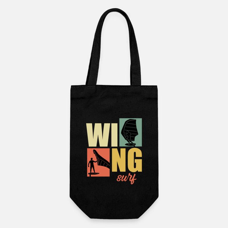 Wing Surf Wingfoil Wingsurf Retro - Geschenkbeutel für Flaschen - Schwarz