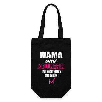 Mama und Kellnerin Mir Macht Nichts Mehr Angst - Geschenkbeutel für Flaschen - Schwarz - Vorne
