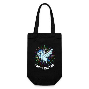 Easter rides on Pegasus - Happy Easter - Gift Bag for Bottles - black - Front