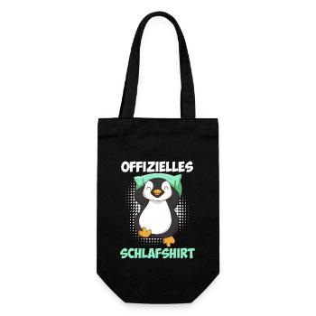 Pinguin Schlafshirt offizielles Schlaf - Geschenkbeutel für Flaschen - Schwarz - Vorne