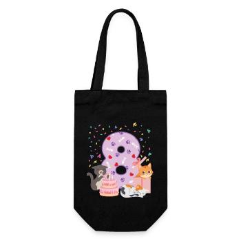 8th Birthday Girl Cats Outfit 8 Year Old - Gift Bag for Bottles - black - Front