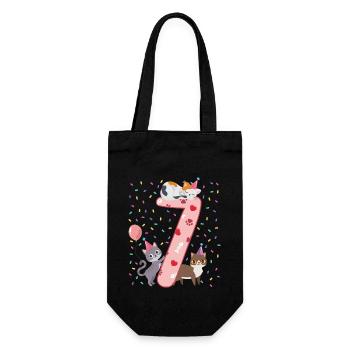 7th Birthday Girl Cats Outfit 7 Year Old - Gift Bag for Bottles - black - Front