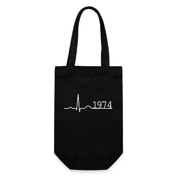Heartbeat Minimal Birthday Vintage 1974 Line - Gift Bag for Bottles - black - Front