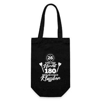 25 sind nicht 180 ein echter Klassiker - Geschenkbeutel für Flaschen - Schwarz - Vorne