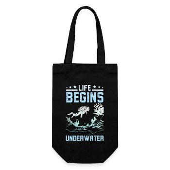 Life Begins underwater - Geschenkbeutel für Flaschen - Schwarz - Vorne