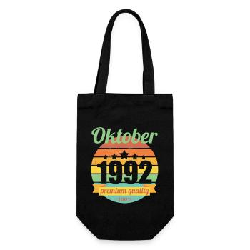 Geboren Oktober 1992 30 Jahre 30er 30.Geburtstag - Geschenkbeutel für Flaschen - Schwarz - Vorne