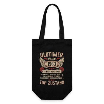 Oldtimer Baujahr 1963 Geboren Jahrgang Geburtstag - Geschenkbeutel für Flaschen - Schwarz - Vorne