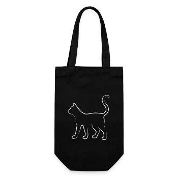 Cat Silhouette Pet Cat Lover Kitten - Gift Bag for Bottles - black - Front