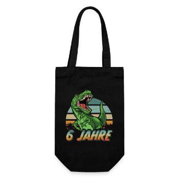 Dinosaur Dino 6 birthday I am 6 years old - Gift Bag for Bottles - black - Front