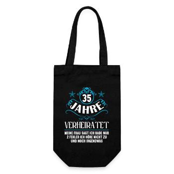 35 Jahre verheiratet nur 2 Fehler 35.Hochzeitstag - Geschenkbeutel für Flaschen - Schwarz - Vorne