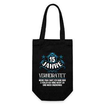 15 Jahre verheiratet nur 2 Fehler 15.Hochzeitstag - Geschenkbeutel für Flaschen - Schwarz - Vorne