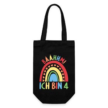 4 Jahre Geburtstagskind Regenbogen 4. Geburtstag - Geschenkbeutel für Flaschen - Schwarz - Vorne