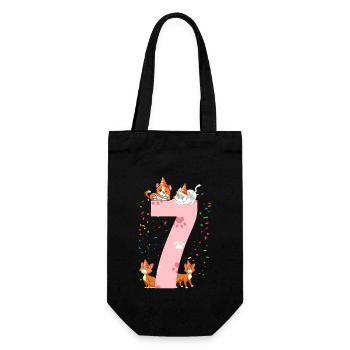 7. Cat Birthday Celebrant 7 years old - Gift Bag for Bottles - black - Front
