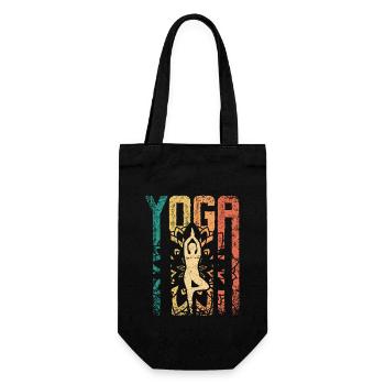 Retro Vintage Yoga - Geschenkbeutel für Flaschen - Schwarz - Vorne