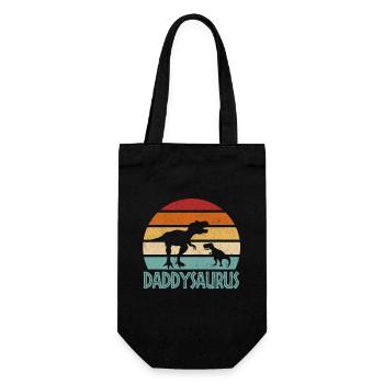 Vatertag Daddysaurus Dad Papa Vater - Geschenkbeutel für Flaschen - Schwarz - Vorne