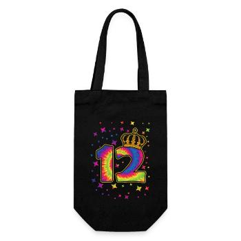 Tie-dye 12. Geburtstagsfeier 12 Jahre Alter - Geschenkbeutel für Flaschen - Schwarz - Vorne