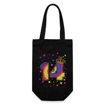 Tie-dye 14th birthday party 14 years old - Gift Bag for Bottles - black - Front