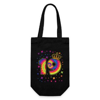 Tie-dye 19th birthday party 19 years old - Gift Bag for Bottles - black - Front