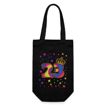 Tie-dye 23rd Birthday Party 23 Years Old Celebrant - Gift Bag for Bottles - black - Front