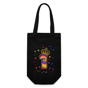 Batik-1. Birthday party 1-year-old celebrant - Gift Bag for Bottles - black - Front