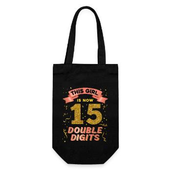 Dieses Mädchen Ist Jetzt 15 Double Digits 15. - Geschenkbeutel für Flaschen - Schwarz - Vorne