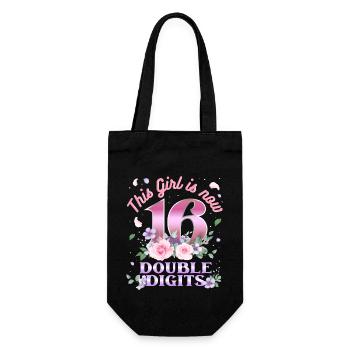 Dieses Mädchen Ist Jetzt 16 Double Digits 16. - Geschenkbeutel für Flaschen - Schwarz - Vorne