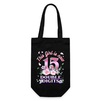 Dieses Mädchen Ist Jetzt 15 Double Digits 15. - Geschenkbeutel für Flaschen - Schwarz - Vorne