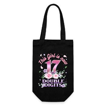 Dieses Mädchen Ist Jetzt 17 Double Digits 17. - Geschenkbeutel für Flaschen - Schwarz - Vorne