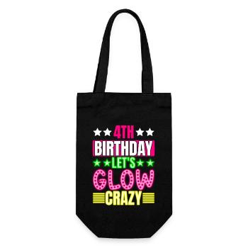 4th Birthday Let's Glow Crazy Colorful 4 year old - Gift Bag for Bottles - black - Front