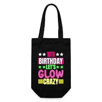 10th Birthday Let's Glow Crazy Colorful - Gift Bag for Bottles - black - Front