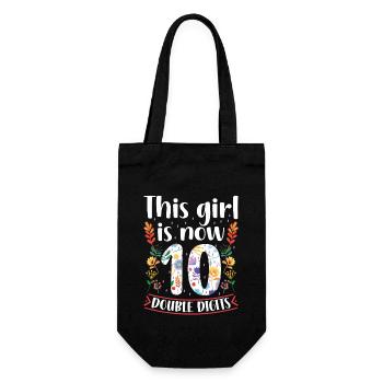 This Girl Is Now Two Digits 10 Years Old - Gift Bag for Bottles - black - Front