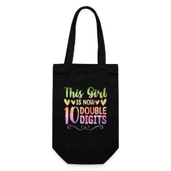 This Girl Is Now Two Digits 10 Years Old - Gift Bag for Bottles - black - Front