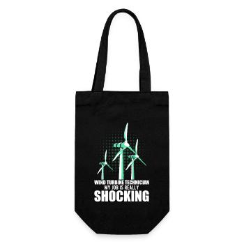 Windrad Windkraft Windenergie - Geschenkbeutel für Flaschen - Schwarz - Vorne